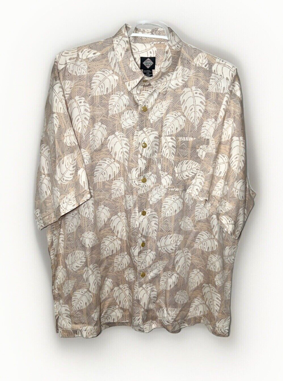 Tabasco All Over Print Short Sleeve Hawaiian Shirt Beige Men’s Size XXL